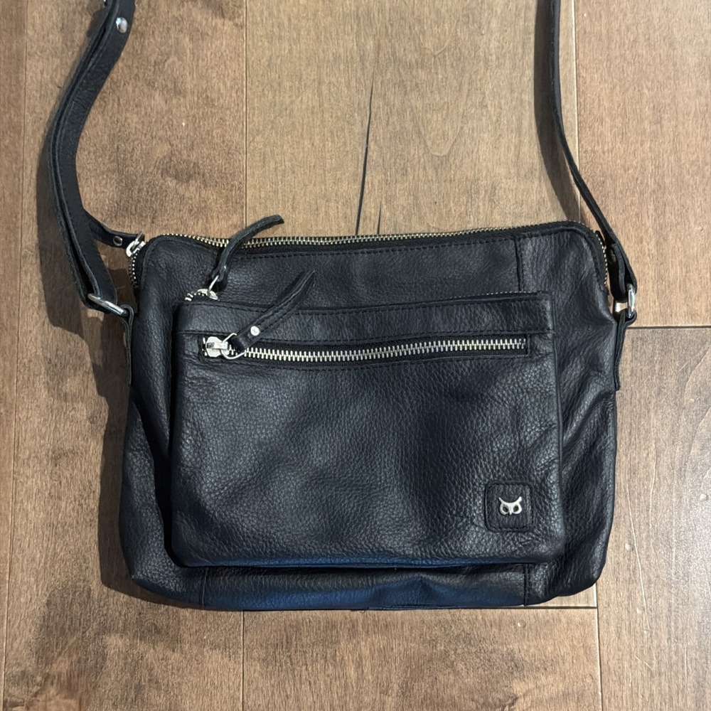 Crossbody Bag Wise Owl Genuine Leather Adjustable Strap Zipper Used - Picture 2 of 5